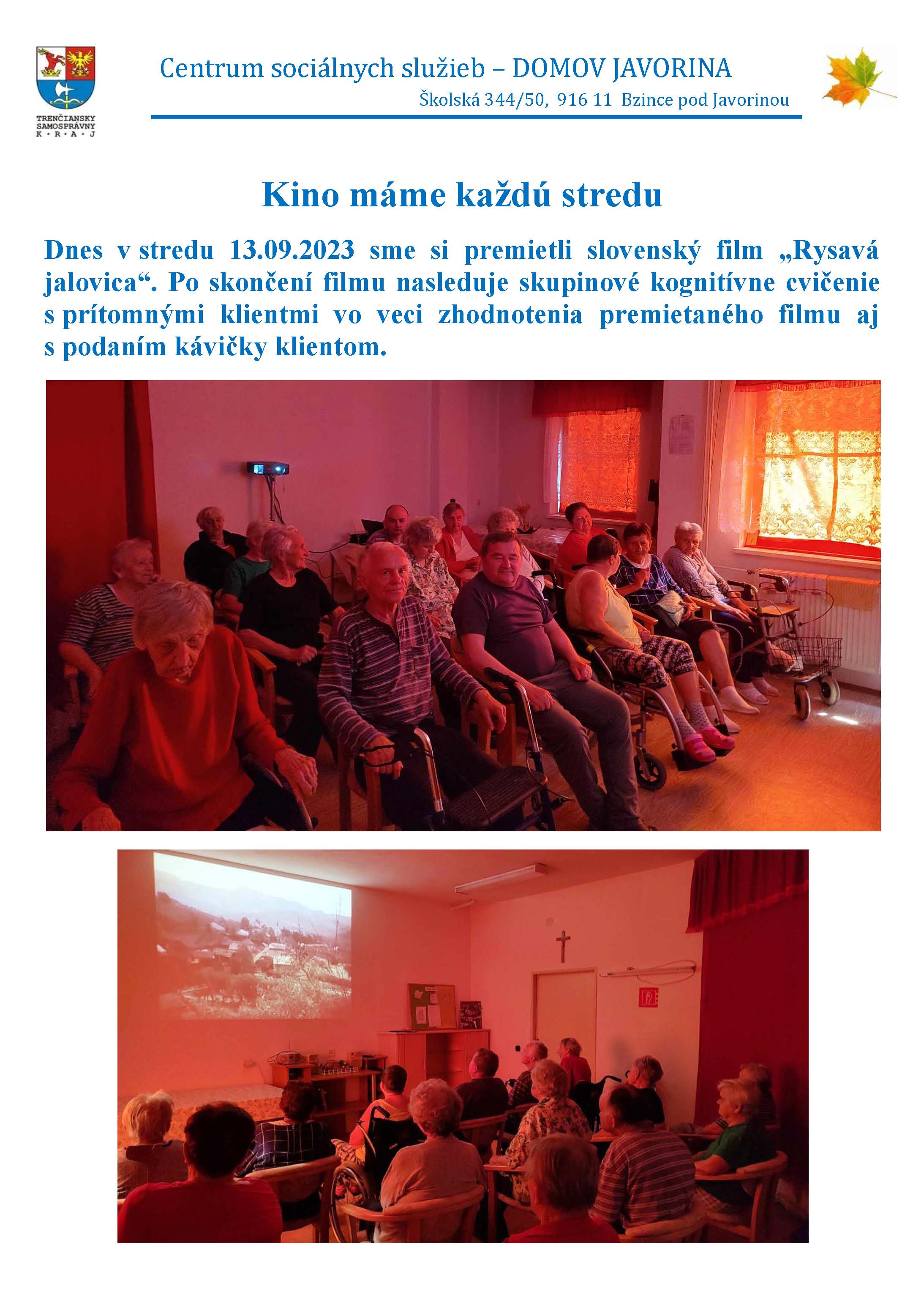 kino kazdu stredu